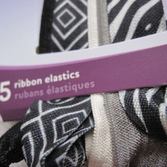 5 Packages of 5 Goody Knotted Ribbon Hair Band Elastics Zebra - Picture 2 of 5